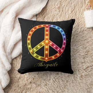 Cojín Decorativo Señal de Paz Luces de Neón Unisex