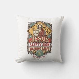 Cojín Decorativo señal de seguridad de Jesús etiqueta de advertenci