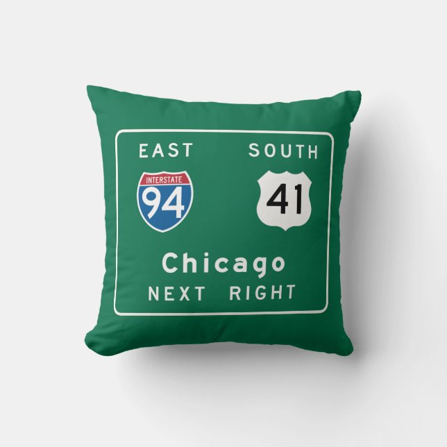 Cojín Decorativo Señal de tráfico de Chicago, IL (Anverso)