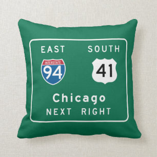 Cojín Decorativo Señal de tráfico de Chicago, IL