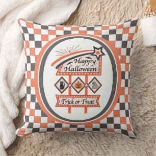Cojín Decorativo Señal Retro Vintage de Halloween – Truco o Trato a