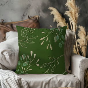 Cojín Decorativo Sencilla elegancia moderna deja un verde oscuro