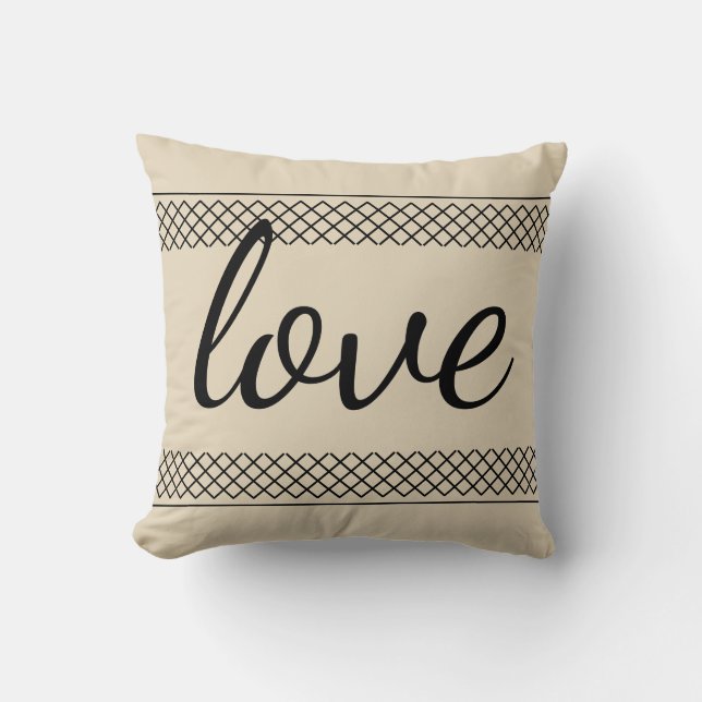 Cojín Decorativo Sencilla granja Love Beige (Anverso)