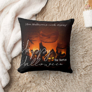 Cojín Decorativo Sencilla y oscura familia Happy Halloween