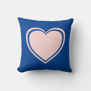Cojín Decorativo Sencillo Día de San Valentín de Corazón Rosa Azul