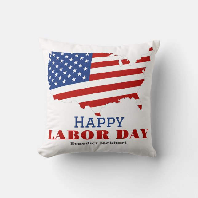 Cojín Decorativo Sencillo Día del Trabajo Elegante con bandera de E (Anverso)