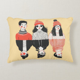 Cojín Decorativo Sencillo dibujo moderno de jóvenes geniales