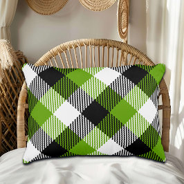Cojín Decorativo Sencillo Tartán Plaids Neon Green