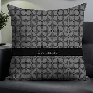 Cojín Decorativo Sencillo y elegante Monograma floral Gris