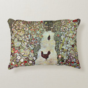 Cojín Decorativo Sendero de jardín con gallinas, Gustav Klimt, Art
