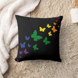 Cojín Decorativo Sendero de la Mariposa del Arcoíris LGBTQ