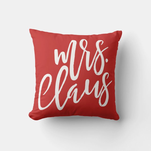Cojín Decorativo Señora Claus White Script Pillow (Anverso)