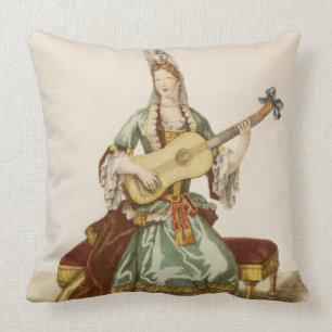 Cojín Decorativo Señora de la calidad que toca la guitarra, placa