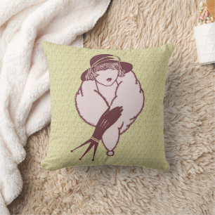 Cojín Decorativo Señora de la moda del arte vintage