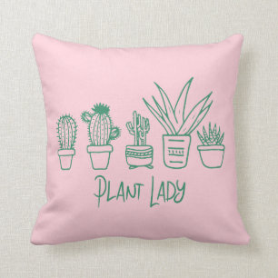 Cojín Decorativo Señora de las Plantas Lindas Cita Divertida de Cac