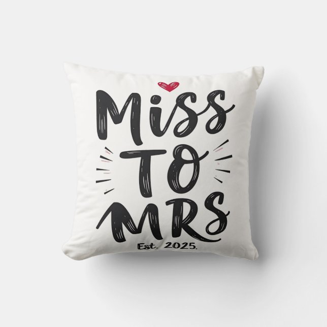 Cojín Decorativo Señora de Srta. Est. 2025 Matrimonio Marido Esposa (Anverso)