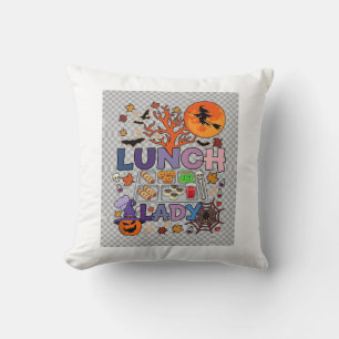 Cojín Decorativo Señora del Almuerzo Halloween Bruja Luna Calabaza_