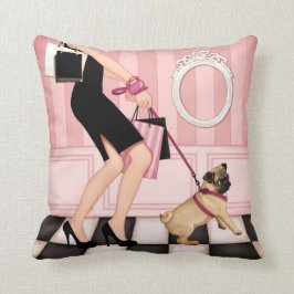 Cojín Decorativo Señora elegante que camina su barro amasado