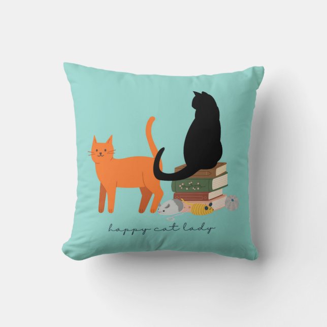 Cojín Decorativo Señora Feliz Gato (Anverso)