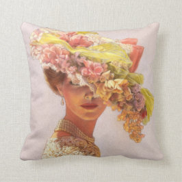 Cojín Decorativo Señora floral del Victorian del gorra de la