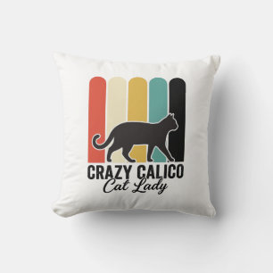 Cojín Decorativo Señora Gata Calico Loca Diseño Retro de Gatos Anti