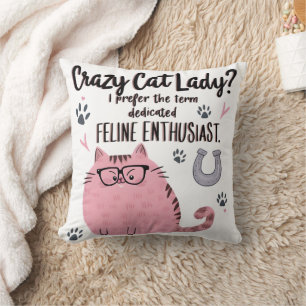 Cojín Decorativo ¿Señora Gata Loca? Regalo Divertido para Amantes d