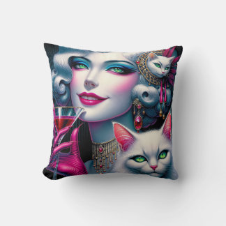 Cojín Decorativo Señora Gato Rosa