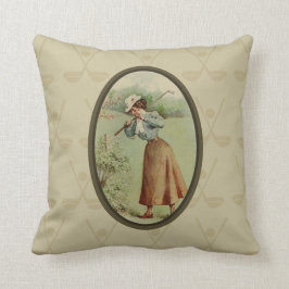 Cojín Decorativo Señora Golfing Art del vintage