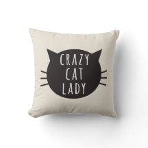 Señora loca Funny Pillow Ivory del gato