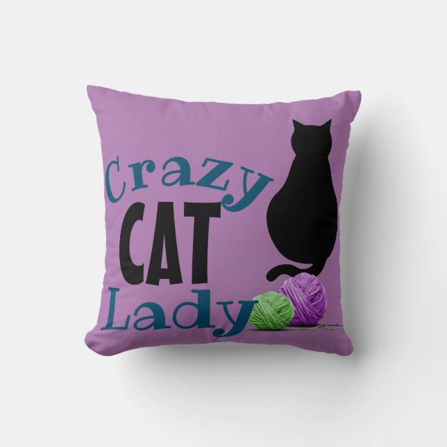 Cojín Decorativo Señora loca Pillow del gato (Anverso)