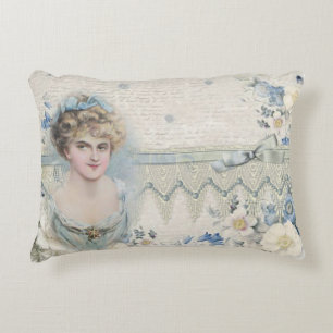 Cojín Decorativo Señora Victoriana Vintage Shabby Chic con Flores