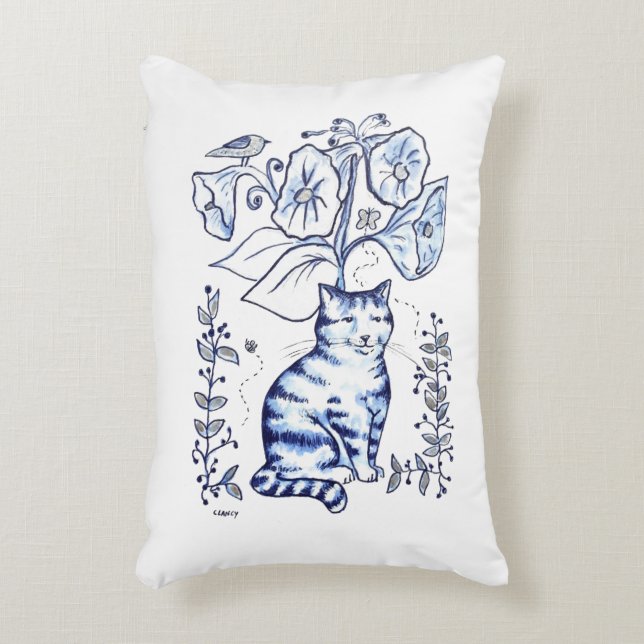 Cojín Decorativo Sensación de gato azul (Frente (Vertical))