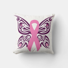 Cojín Decorativo Sensibilización sobre el cáncer de mama Mariposa