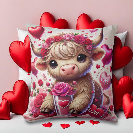 Cojín Decorativo Sentido dulce Highland Cow Valentines