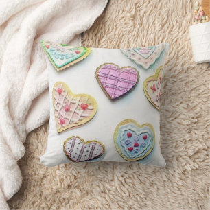 Cojín Decorativo Sentidos corazones alegres y coloridos dibujos