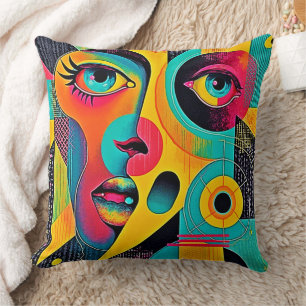 Cojín Decorativo Sentimientos Coloridos: Rostro Abstracto
