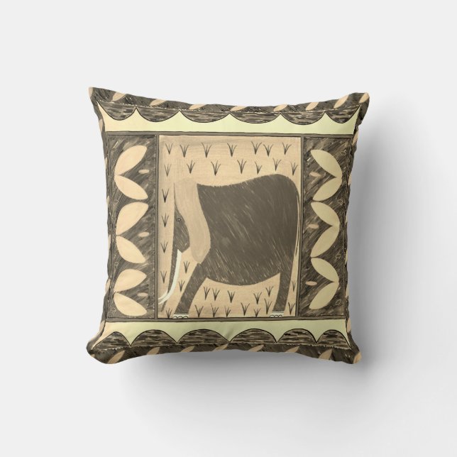 Cojín decorativo Sepia de elefante keniano (Anverso)