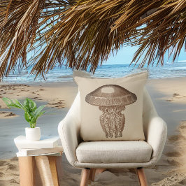 Cojín Decorativo Sepia Man O War on Solid Tan Background