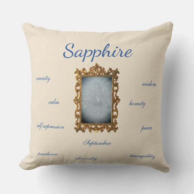 Cojín Decorativo Septiembre Birthstone Sapphire Fairy (Anverso)