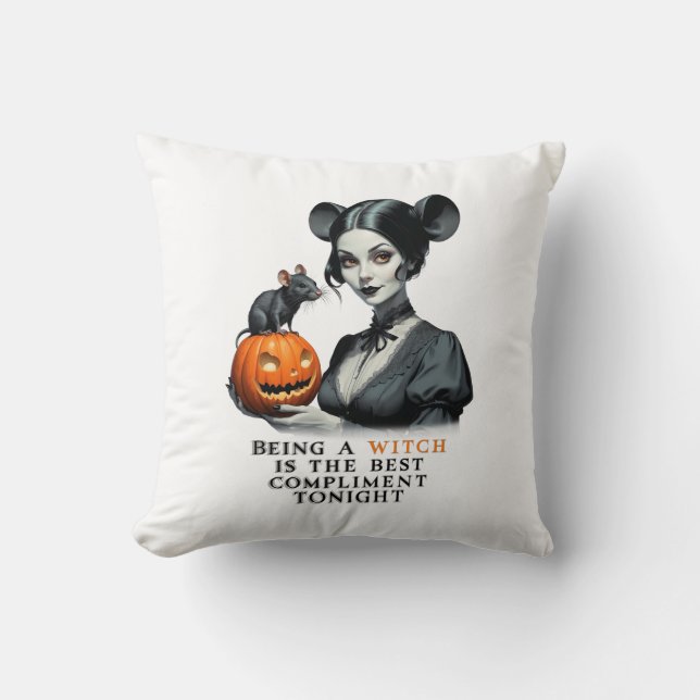 Cojín Decorativo Ser bruja es el mejor cumplido esta noche. (Anverso)