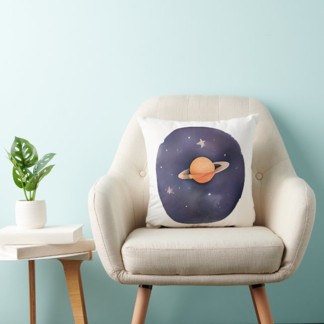 Cojín Decorativo Serenade de Saturno: acuarela cósmica (Silla)