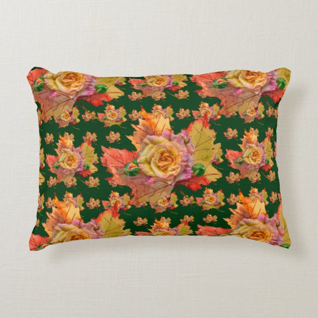 Cojín Decorativo Serenata de Rosa de Otoño (Anverso)