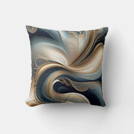 Cojín Decorativo Serenata Dorada - Abstracto Teal y Dorado