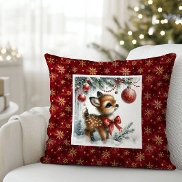 Cojín Decorativo Serene Christmas scene baby deer kids room decor