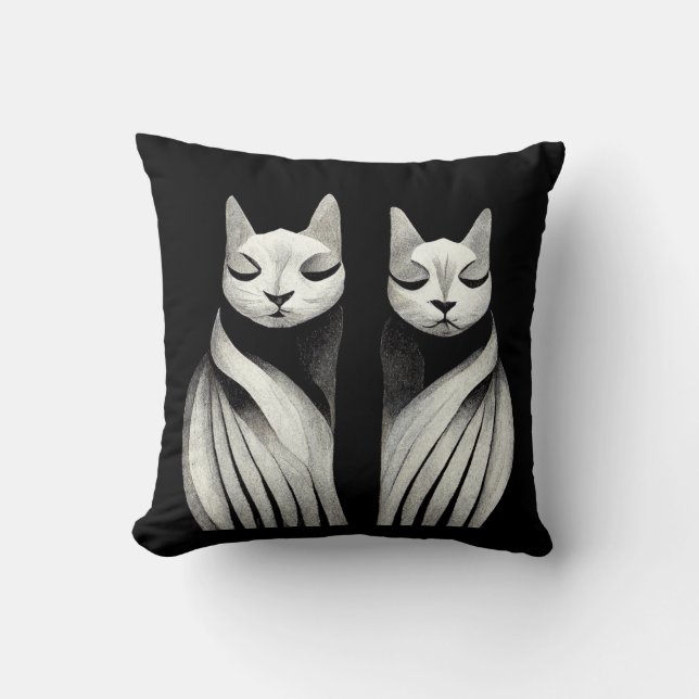 Cojín Decorativo serene elegante cat hermanas feline hermanos (Anverso)