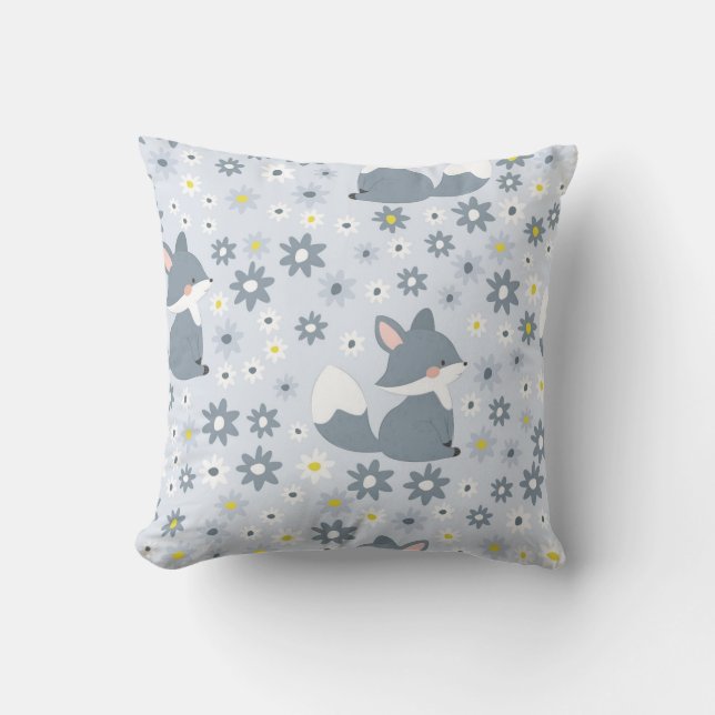 Cojín Decorativo Serene Fox y Daisies (Anverso)
