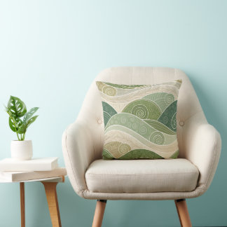 Cojín Decorativo Serene Green Hills Abstract Art Pillow