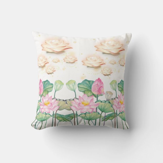 Cojín Decorativo Serene Lotus Garden Pillow (Anverso)