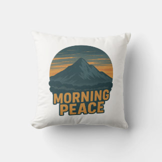 Cojín Decorativo Serene Mountain Sunrise Retro Emblem