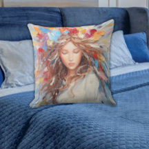 Serene Resumen Angel Pillow - Artista vibrante